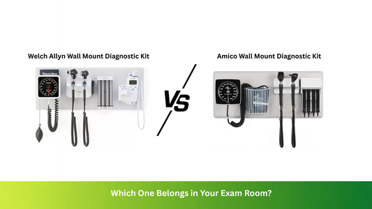 Amico vs Welch Allyn wall mount diagnostic station side-by-side comparison
