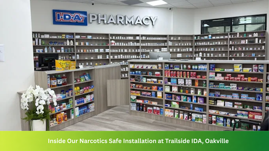 Narcotics Safe Installation at Trailside IDA Pharmacy, Oakville