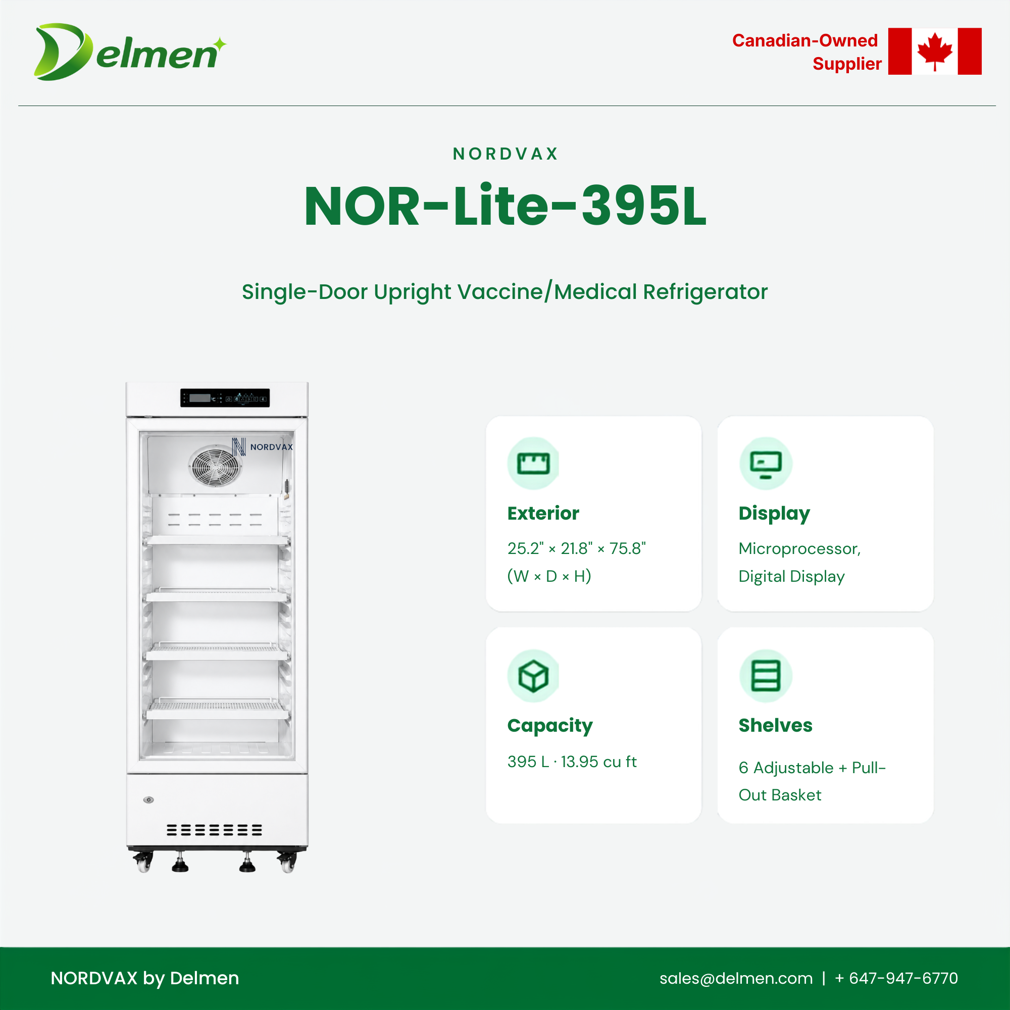 NordVax NOR-Lite-395L (13.95 cu ft) · Single-Door Upright Vaccine/Medical Refrigerator