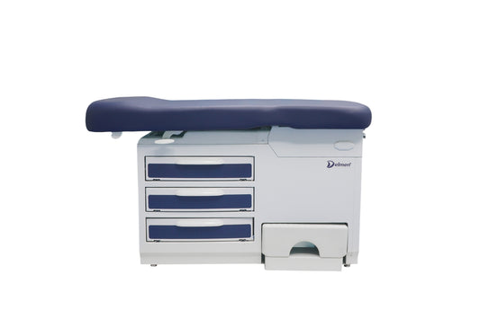 Clinic Exam Bed- With Side Step Stool, Blue Finish