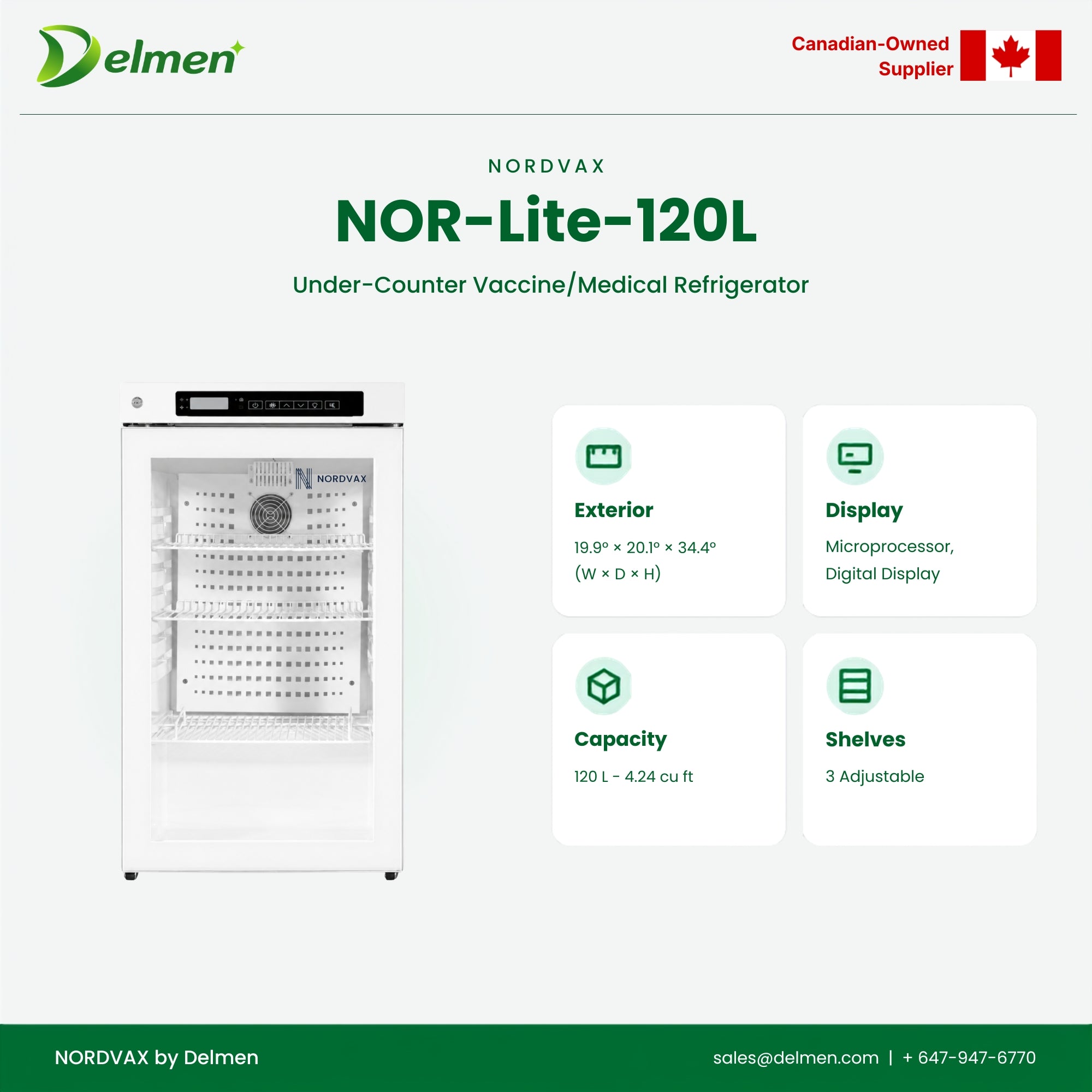 NordVax NOR-Lite-120L (4.24 cu ft) · Under-Counter Vaccine/Medical Refrigerator