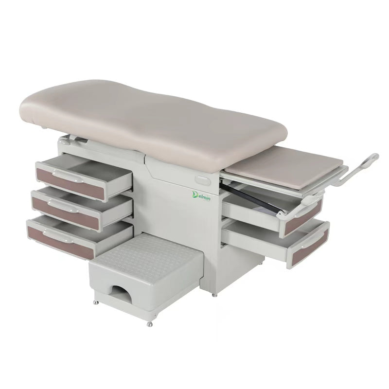 Clinic Exam Bed- With Side Step Stool, Mocha Finish