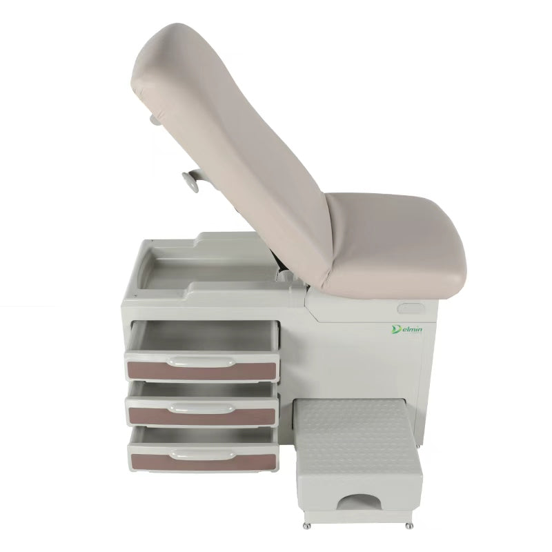 Clinic Exam Bed- With Side Step Stool, Mocha Finish