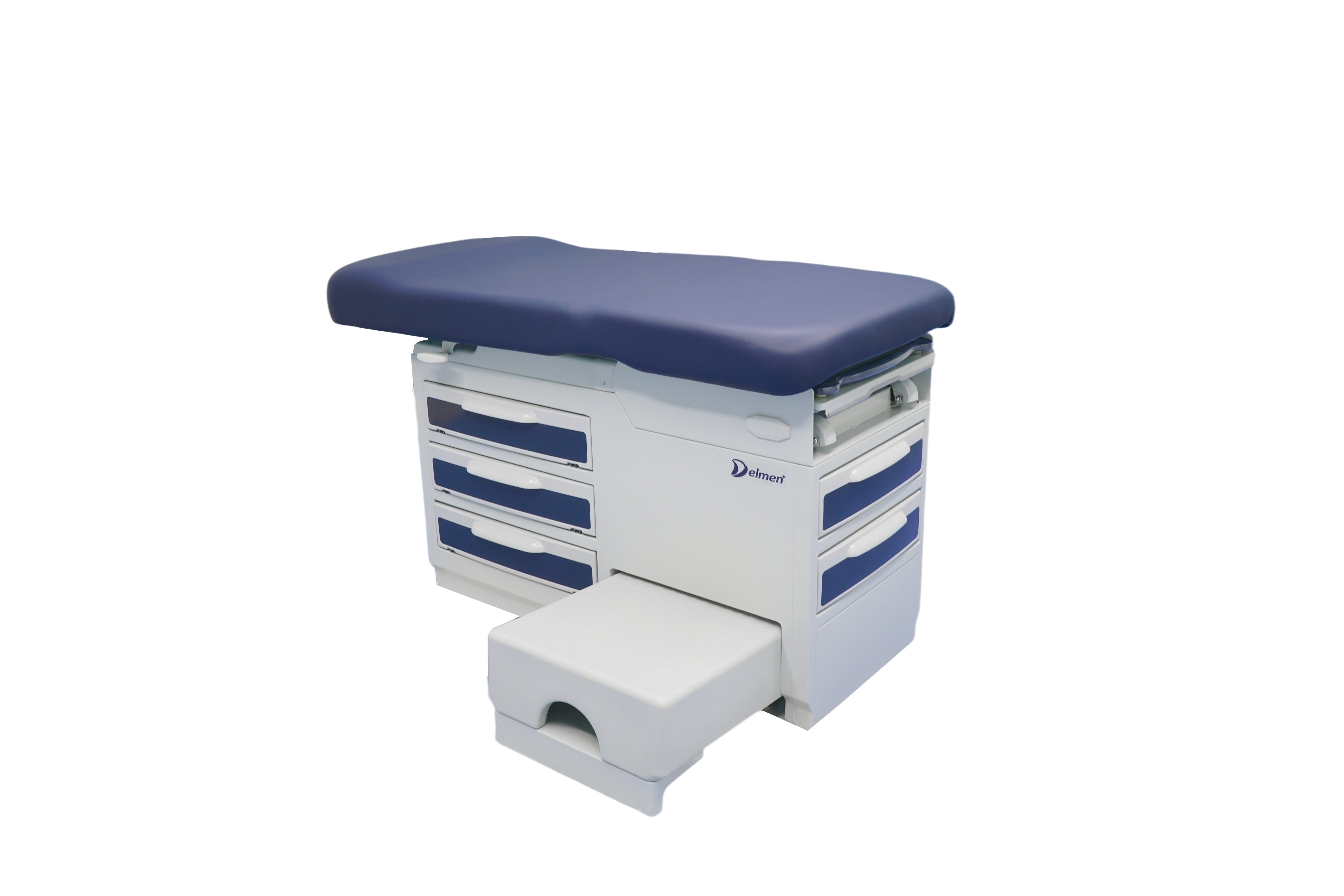 Clinic Exam Bed- With Side Step Stool, Blue Finish