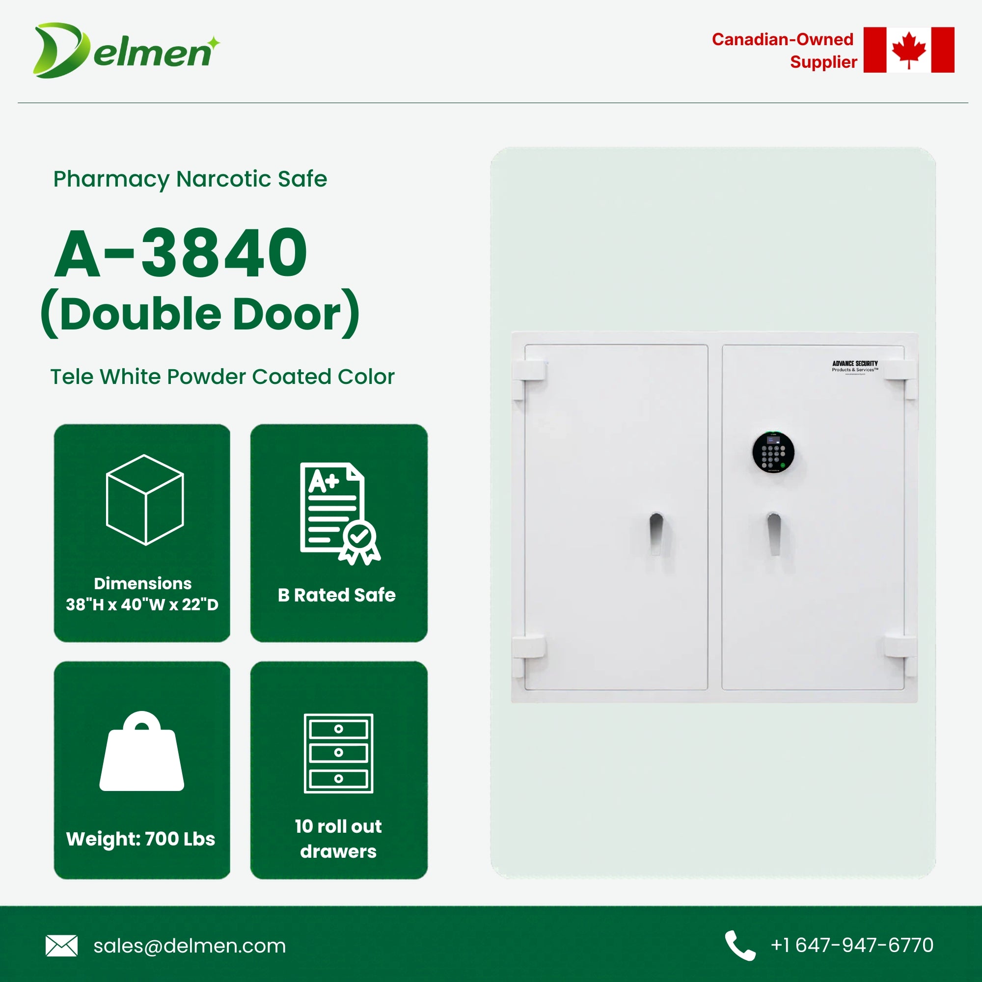 Pharmacy Narcotic Safe A-3840 (Double Door)