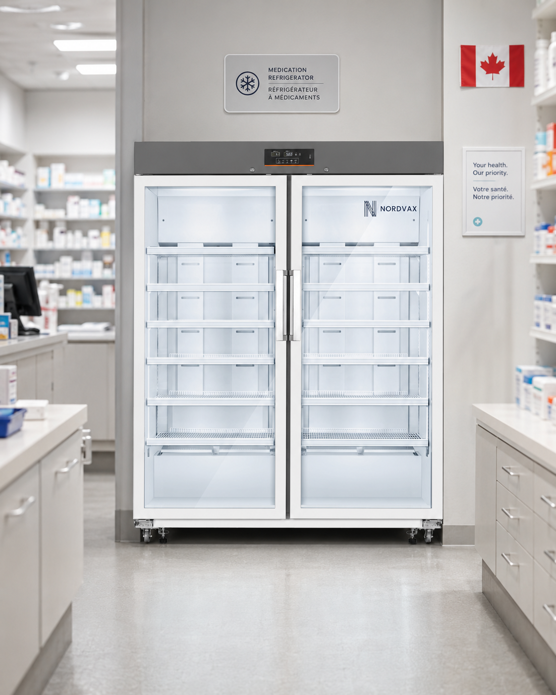 NordVax NOR-5L1366B  (48.24 Cu.Ft) Double Door Vaccine/Medical Refrigerator