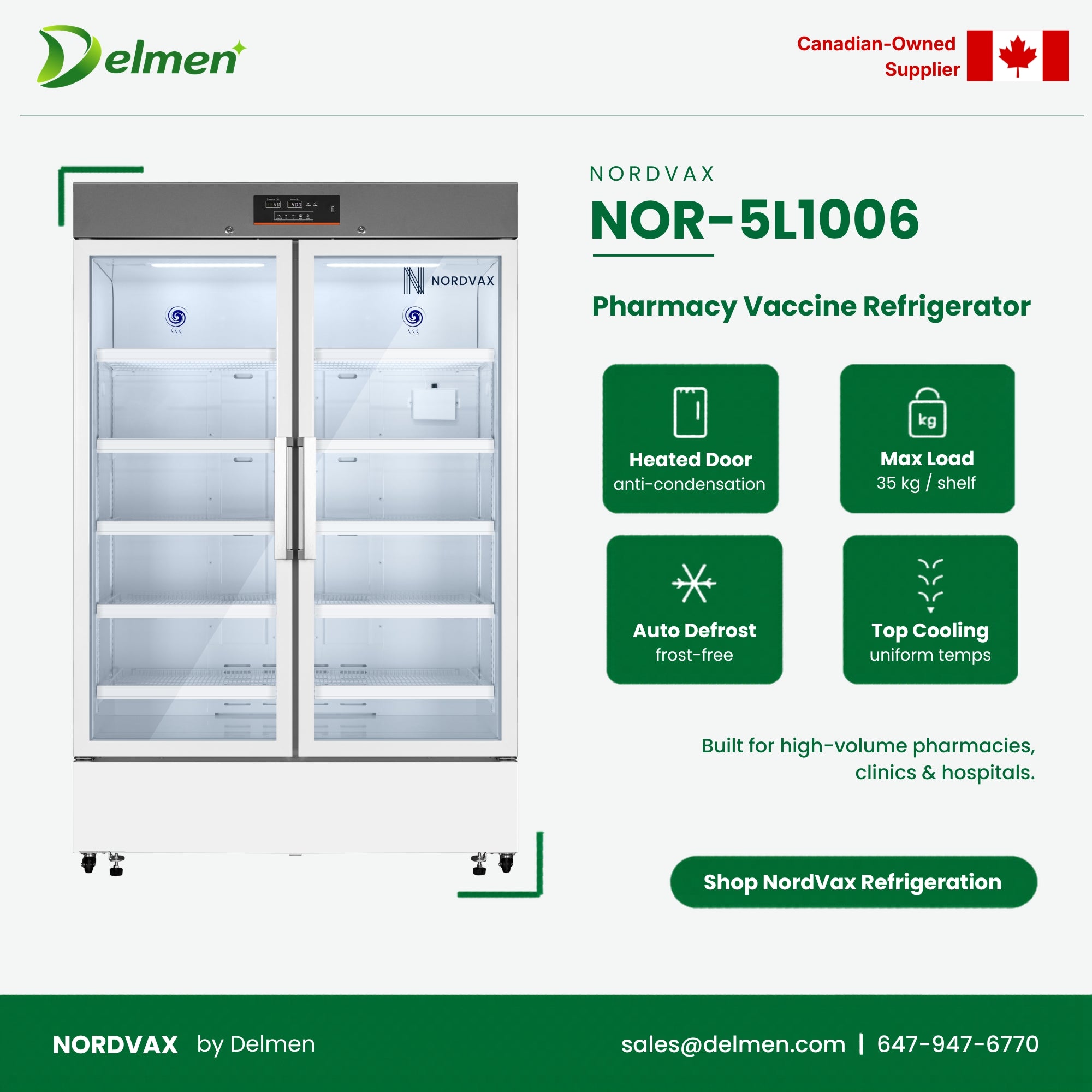 NordVax NOR-5L1006 (34.26 Cu.ft) Vaccine/Medical Refrigerator