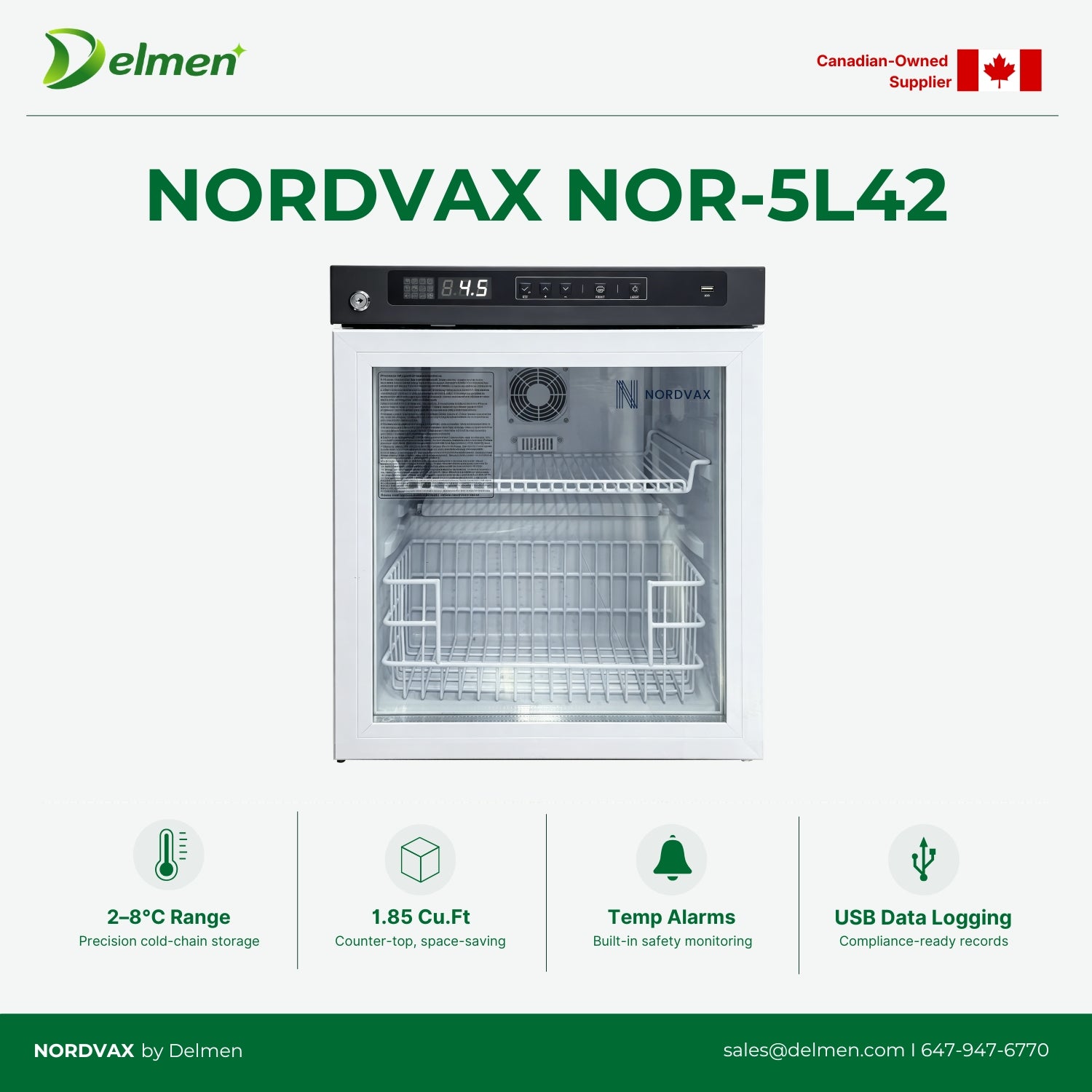 NordVax NOR-5L42 (1.85 Cu.ft) Counter Top Vaccine/Medical Refrigerator
