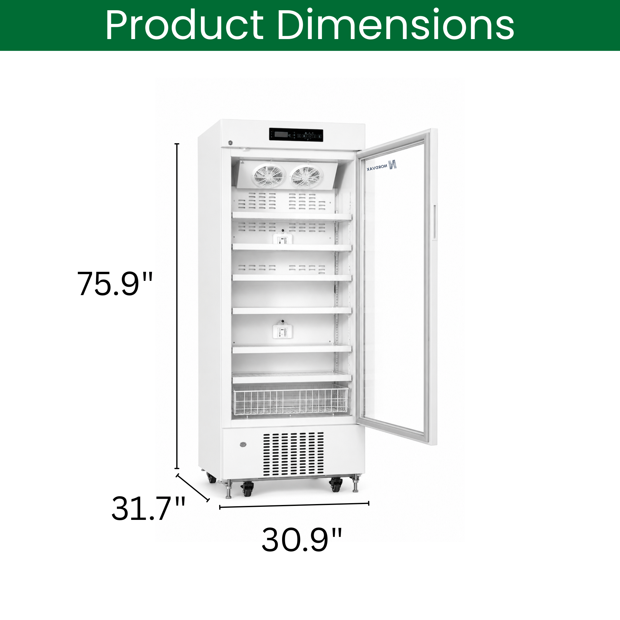 NordVax NOR-Lite-590L (20.84 cu ft) · Single-Door Upright Vaccine/Medical Refrigerator