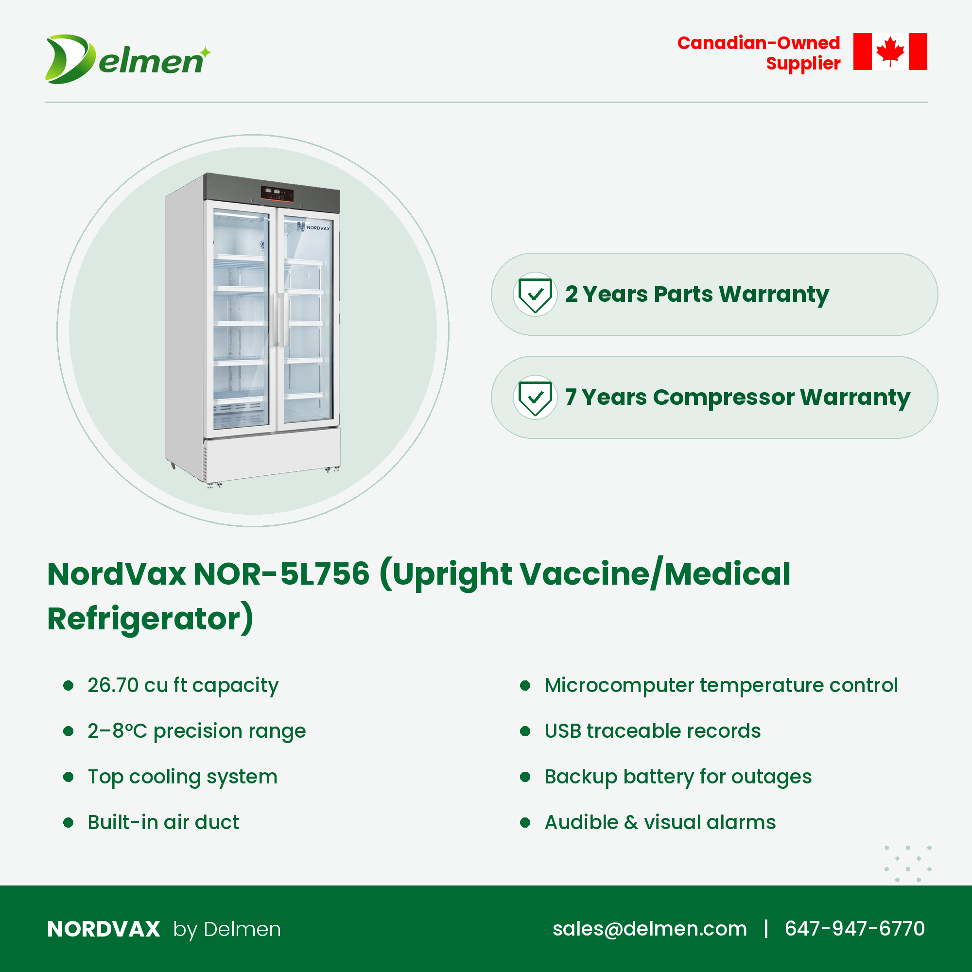 NordVax NOR-5L756 (26.700 Cu.Ft)  Vaccine/Medical Refrigerator