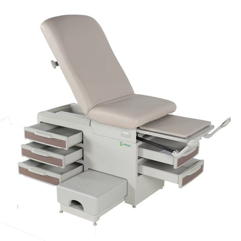 Clinic Exam Bed- With Side Step Stool, Mocha Finish